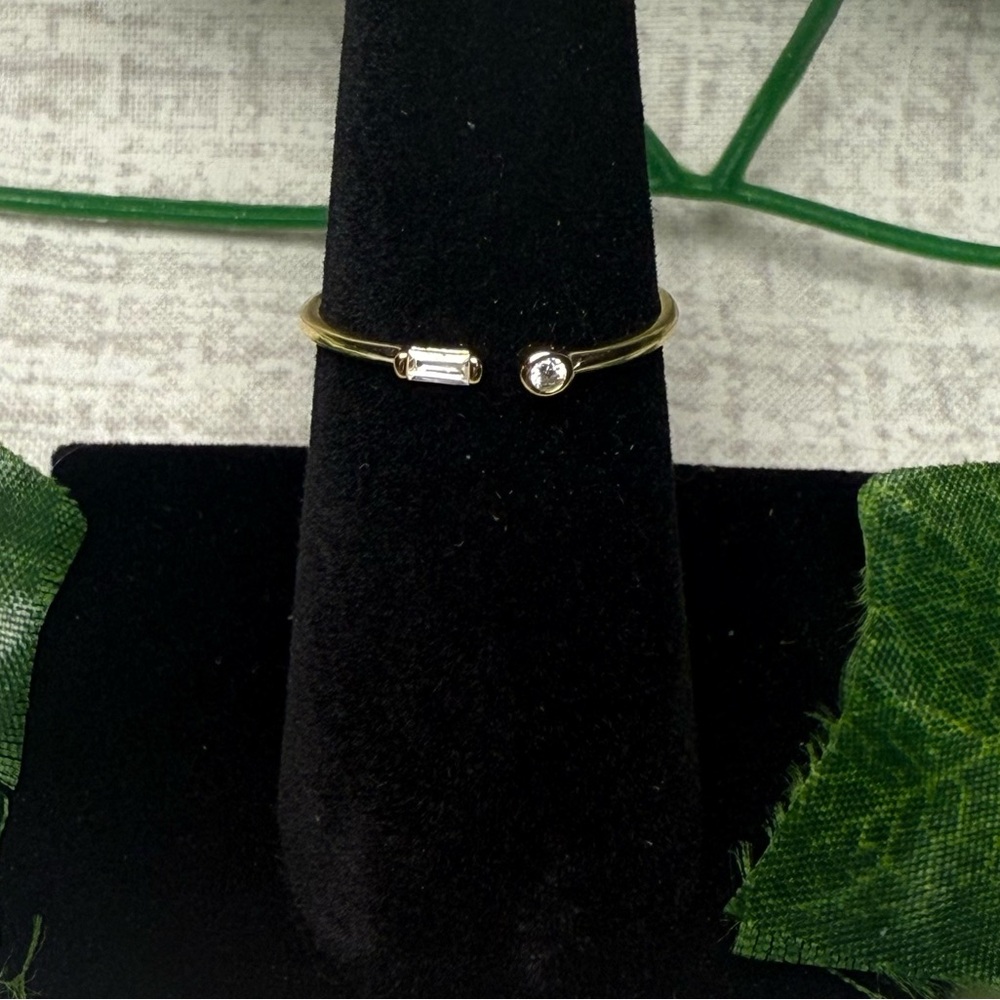 New Dainty Gold-Plated Sterling Silver w/Clear CZ Stones, Adjustable